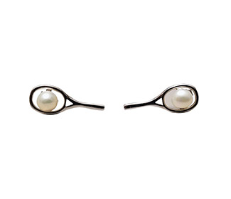 Hit Happy Tennis Racquet w/Pearl Earrings