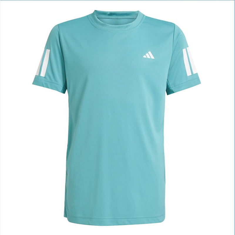adidas Boys' Club 3 Stripes Tee (Powder Teal)