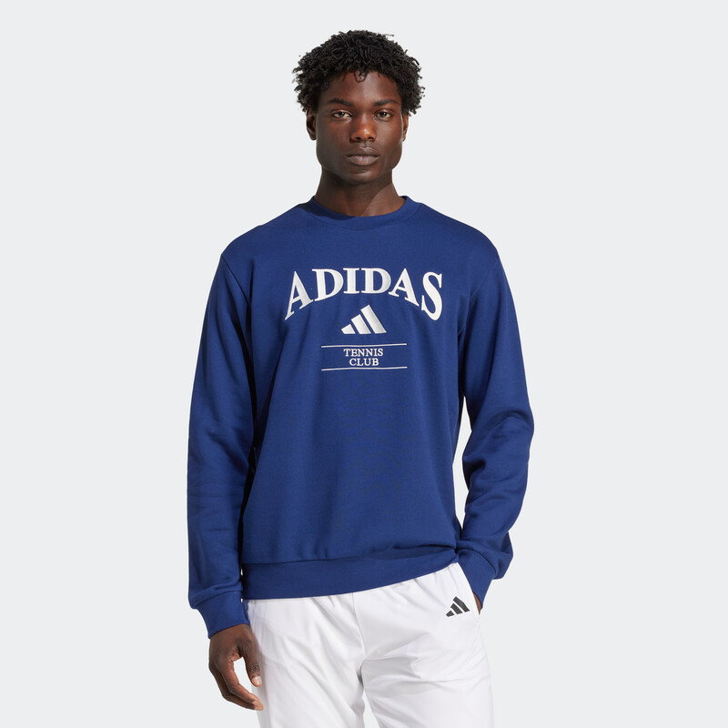 adidas Heritage Tennis Graphic Long Sleeve Crew (M) (Dark Blue)