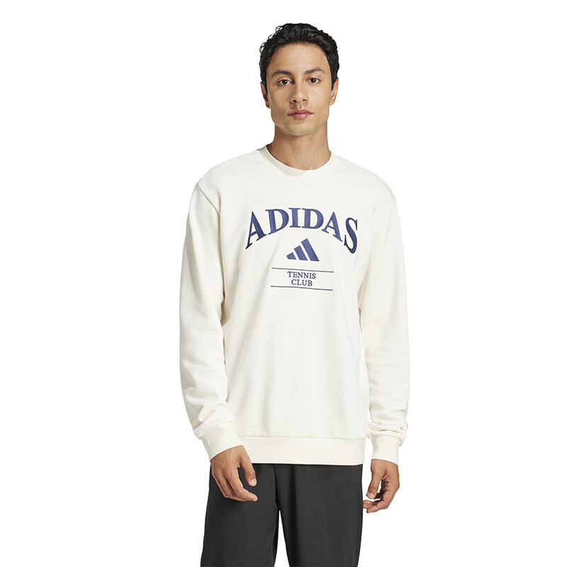 adidas Heritage Tennis Graphic Long Sleeve Crew (M) (Chalk White)