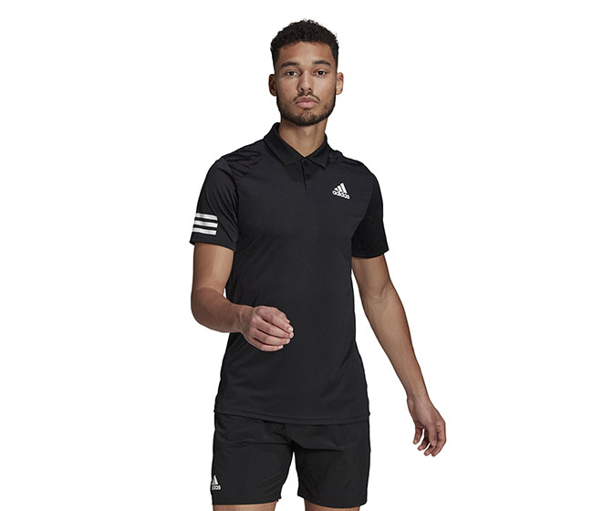 adidas Club 3 Stripe Polo (M) (Black)