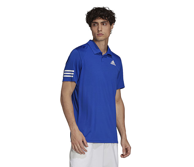 adidas Club 3 Stripe Polo (M) (Blue)