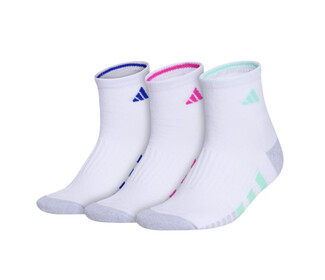adidas Women's Cushioned 3.0 Quarter 3-Pack (White/Pulse Mint/Fuchsia)